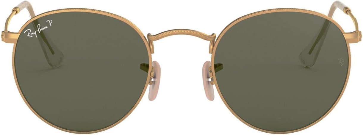 Ray-Ban Rb3447 Round Metal Sunglasses, Matte Gold/Polarized G-15 Green, 50 mm - B00UO05CY0