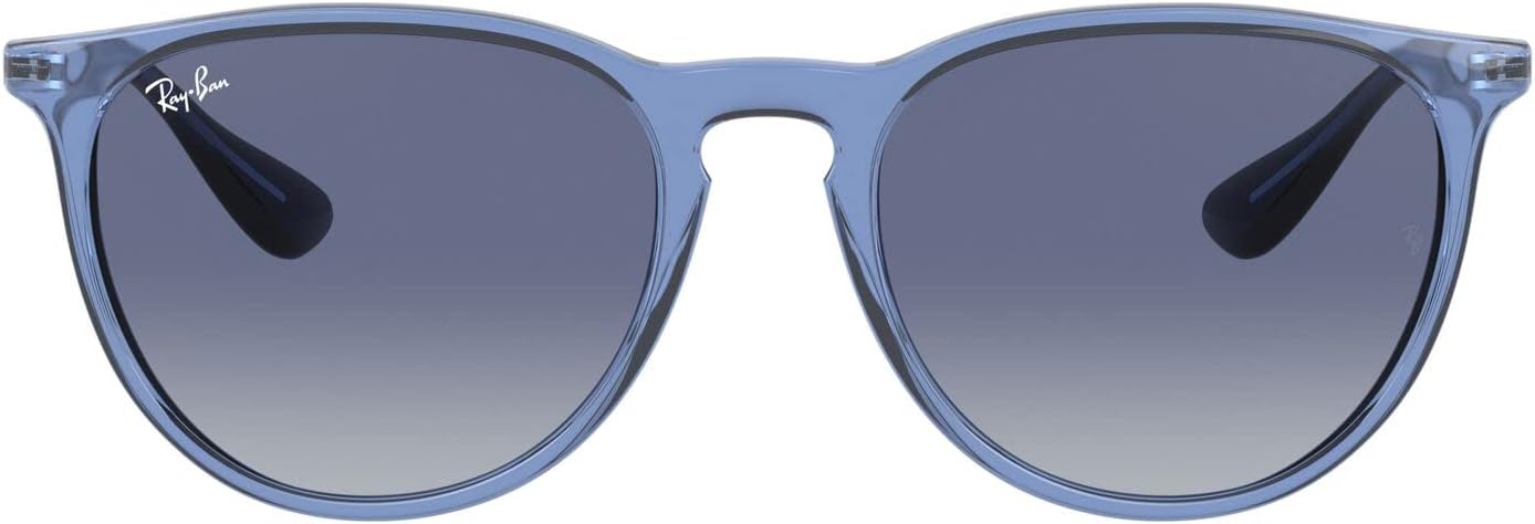 Ray-Ban RB4171 Erika Round Sunglasses, Transparent Blue/Light Grey Gradient Dark Blue, 54 mm - B08J11NRFK