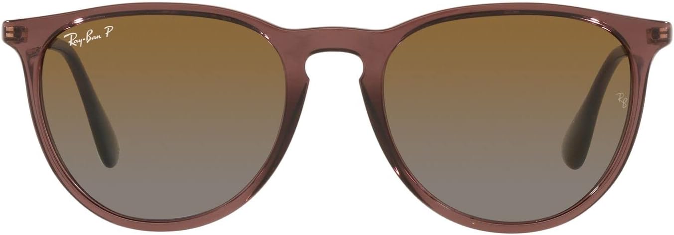 Ray-Ban RB4171 Erika Round Sunglasses, Transparent Dark Brown/Polarized Brown Gradient, 54 mm - B09GRYSKJS