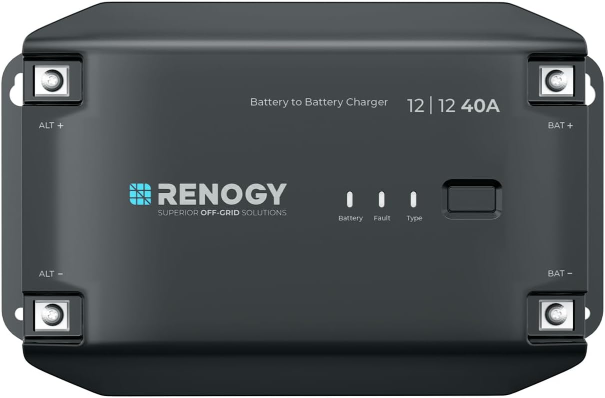 Renogy 12V 40A DC to DC Battery Charger, Using Multi-Stage Charging in RVs, Commercial Vehicles, - B0D78W7CSV
