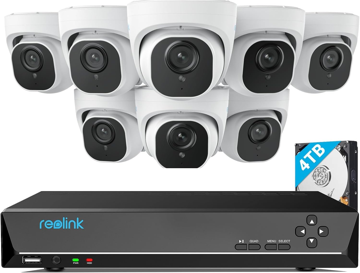 REOLINK 4K Security Camera System Wired, 8pcs H.265 Dome 4K PoE Cameras for Home Security - B082KHKG89
