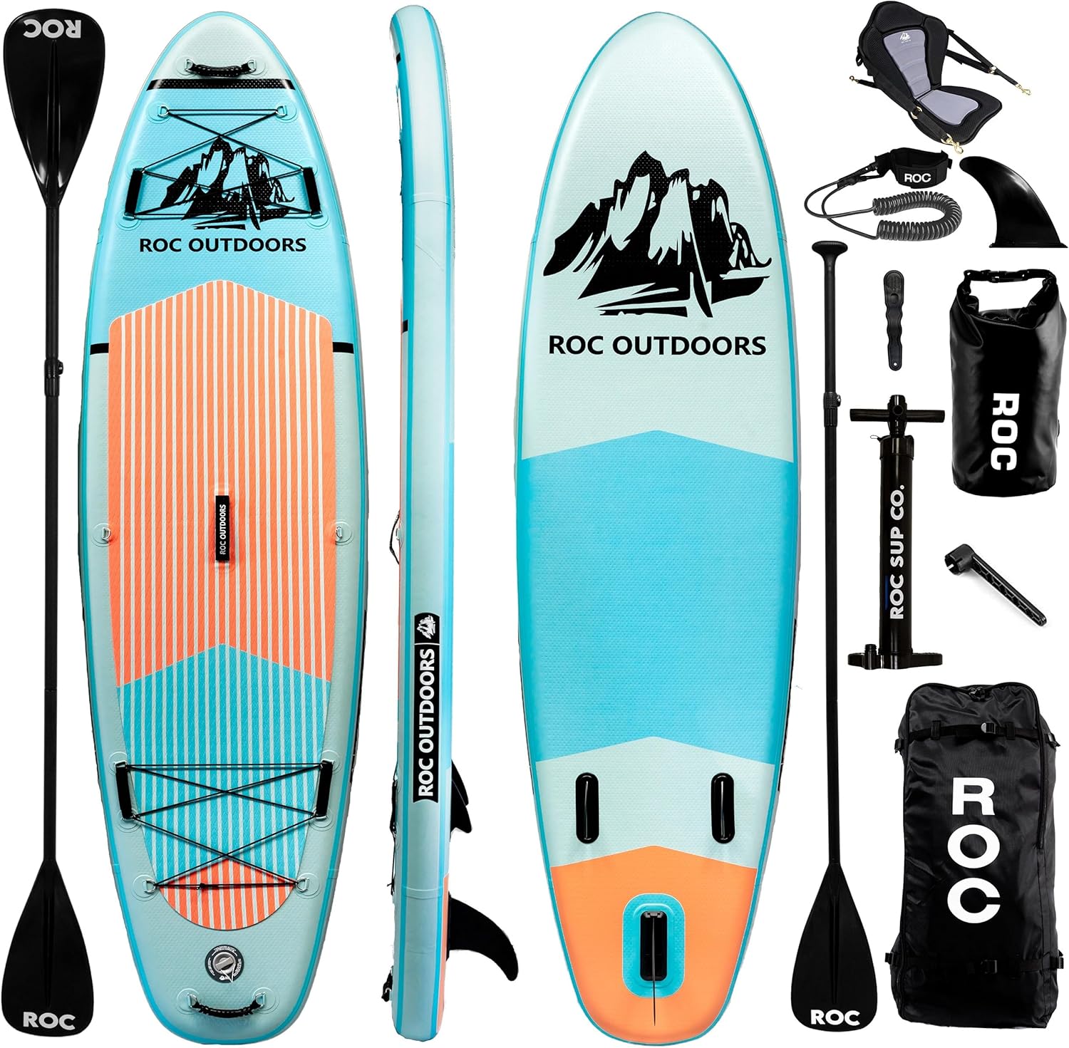 Roc Inflatable Stand Up Paddle Boards 10 ft 6 in with Premium SUP Paddle Board - B0CMXQPY2F