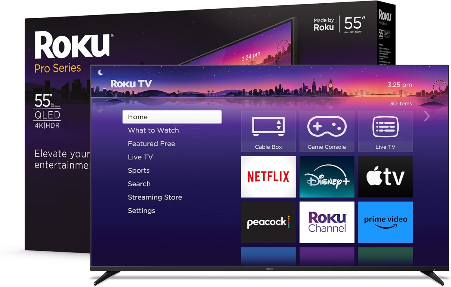 Roku Smart TV â€“ 55-Inch Pro Series 4K QLED RokuTV with Backlit Roku Voice Remote - B0CVP6WK62