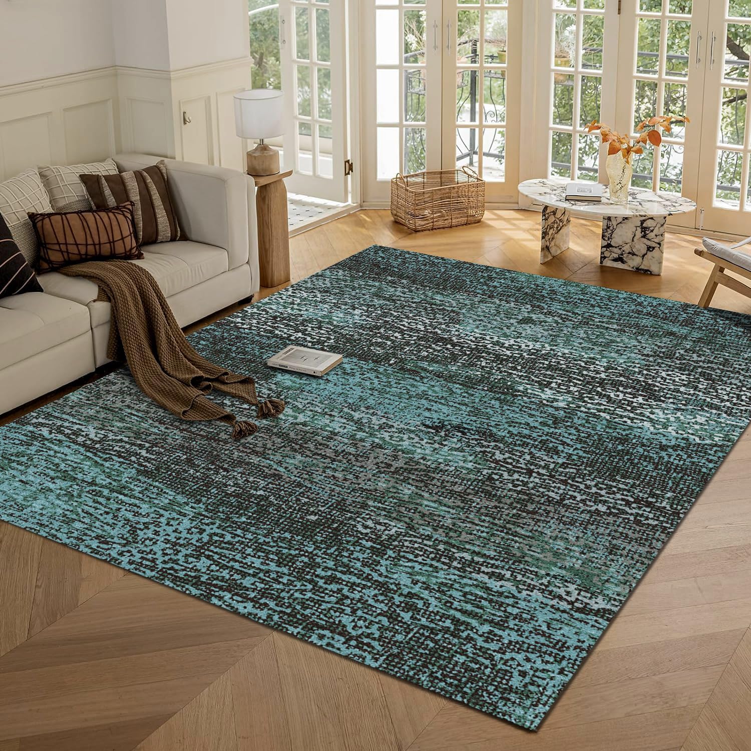 RUGSURE Washable Area Rug - 1/6 Thick - Stain & Water Resistant Non-Slip - Resistant - B0CXPHQ569