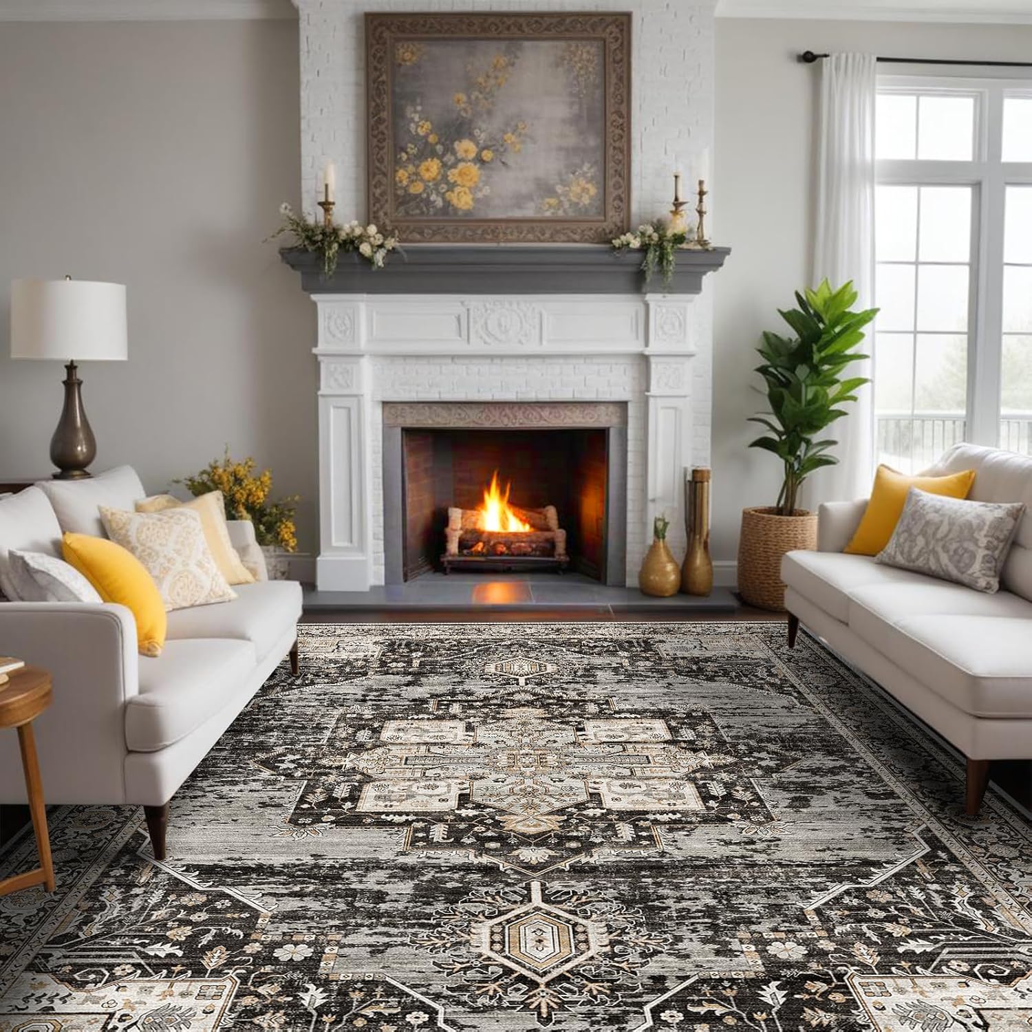 RUUGME Washable 9x12 Area Rugs - Large Rugs for Living Room Stain Resistant Carpet Vintage - B0CG7ZBD4J