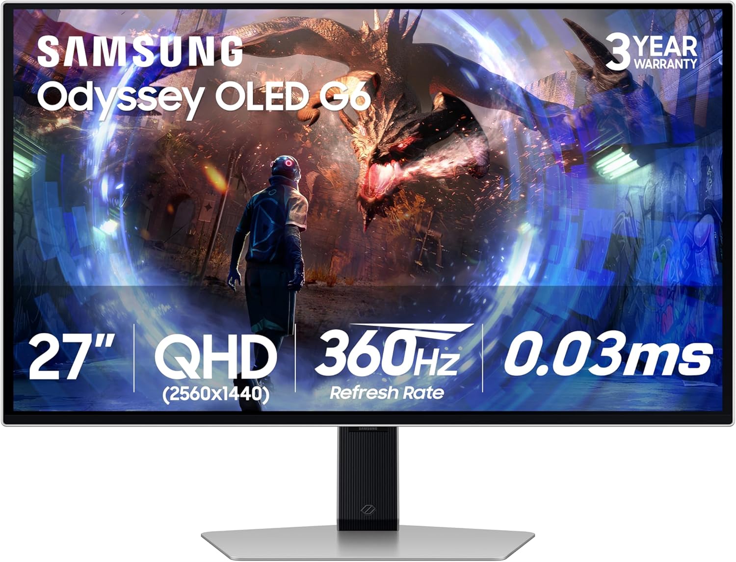 Samsung 27â€ Odyssey OLED G6 (G60SD) Series Gaming Monitor with QHD & QD-OLED, 360Hz 0.03ms, - B0D1DPFZLZ