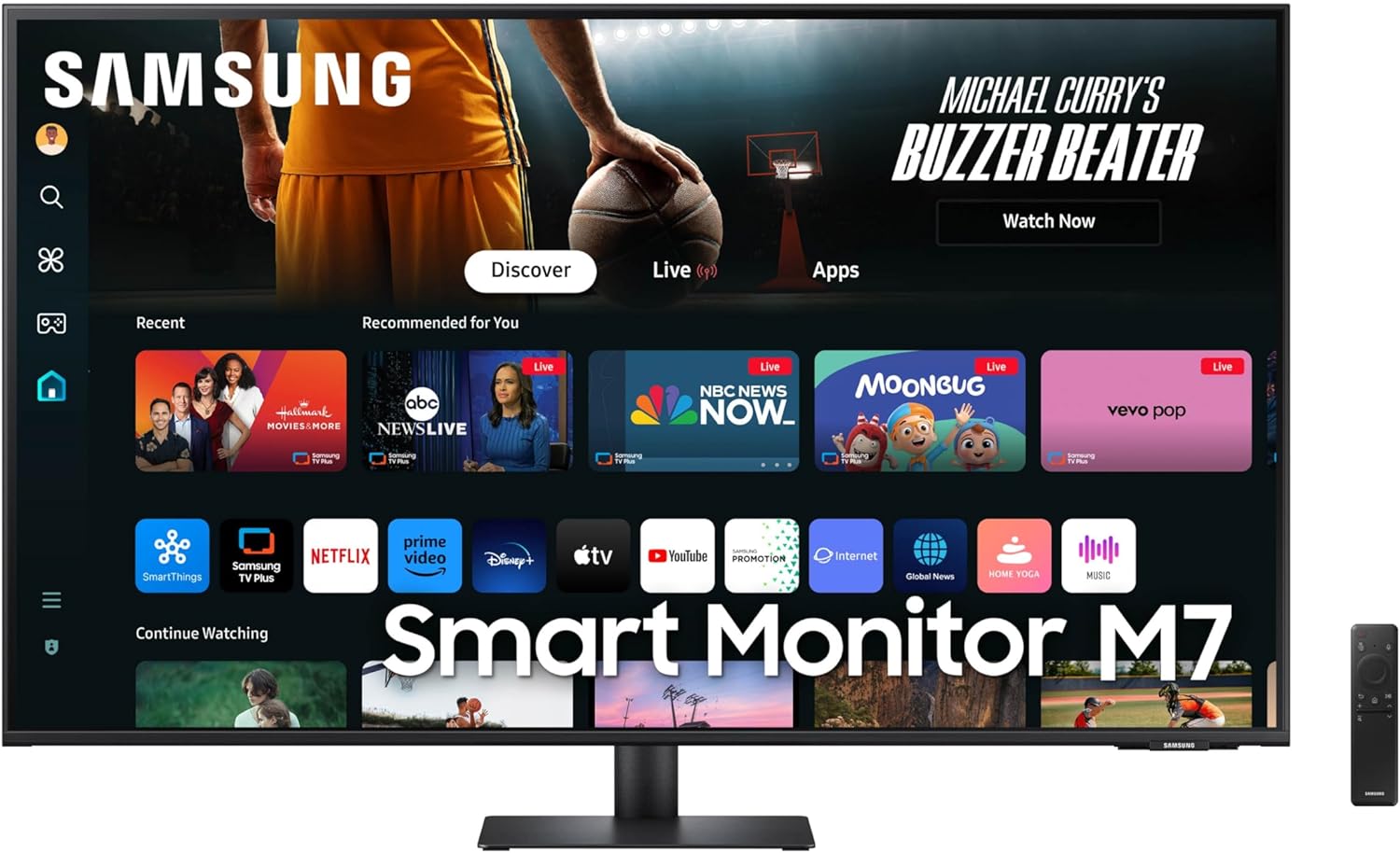 Samsung 43-Inch M7 (M70D) Series 4K UHD Smart Monitor, Speakers, HDR10, USB-C, Multiple Ports, Gamin - B0D1DND37G