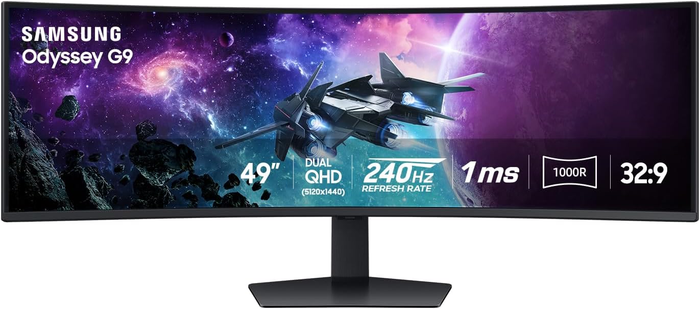 SAMSUNG 49" Odyssey G9 (G95C) Series DQHD 1000R Curved Gaming Monitor, 240Hz, 1ms(GtG), DisplayHDR 1 - B0DHJBWY52