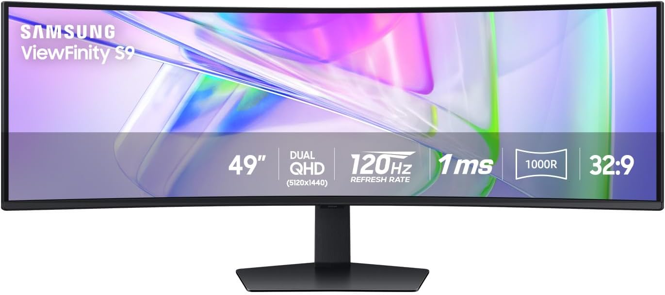 Samsung 49â€ Business Curved Ultrawide Dual QHD Computer Monitor, USB-C, DisplayPort, HDMI, 120Hz, VE - B0CRGJF7WL