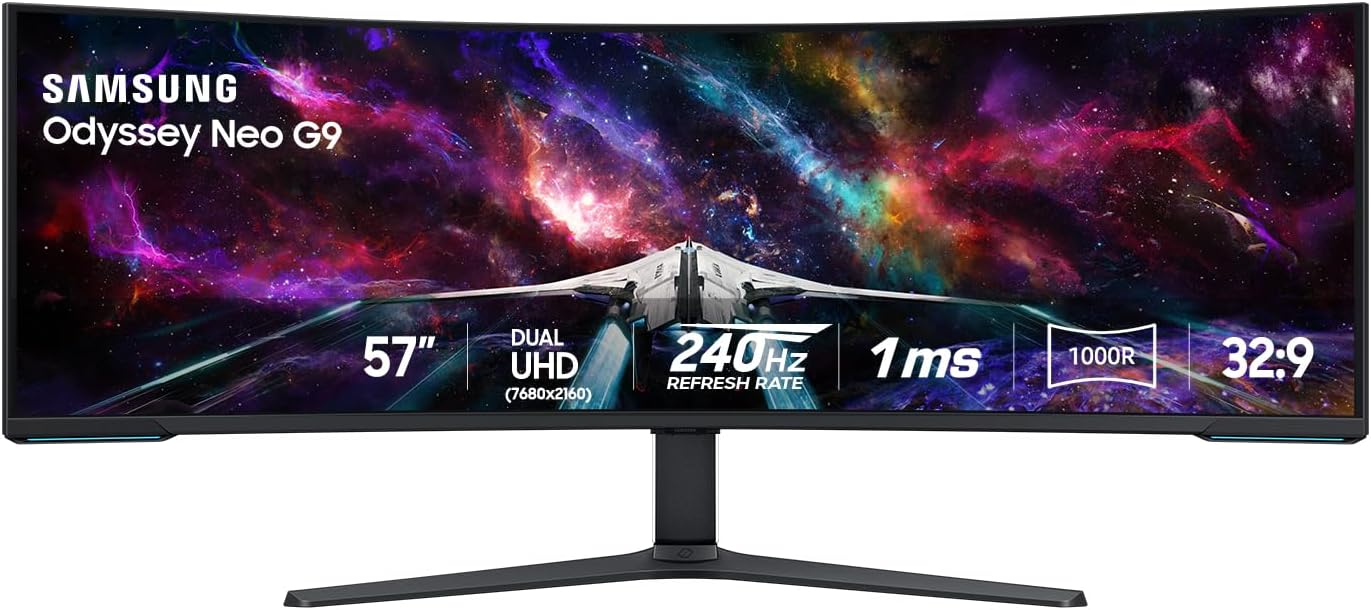 SAMSUNG 57" Odyssey Neo G9 Series Dual 4K UHD 1000R Curved Gaming Monitor, 240Hz, 1ms - B0CDQM55C9