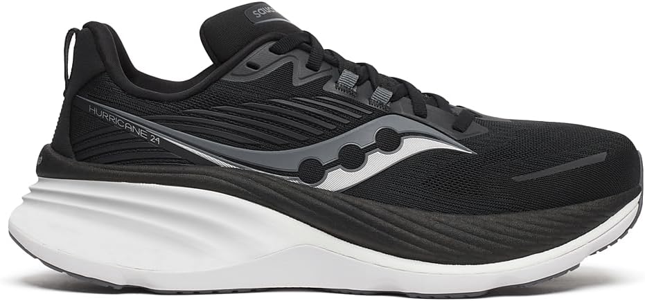 Saucony Men's Hurricane 24 Sneaker, Black/Carbon, 13 - B0CMBL5VC9