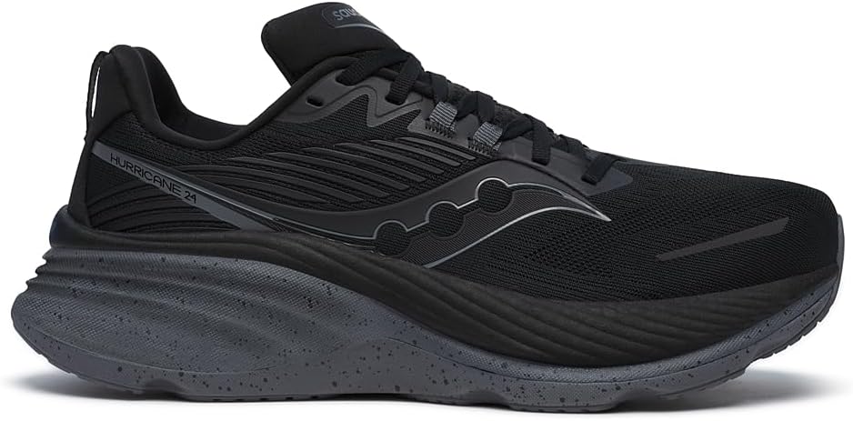 Saucony Men's Hurricane 24 Sneaker, Black/Shadow, 12.5 - B0CMB9G5S6