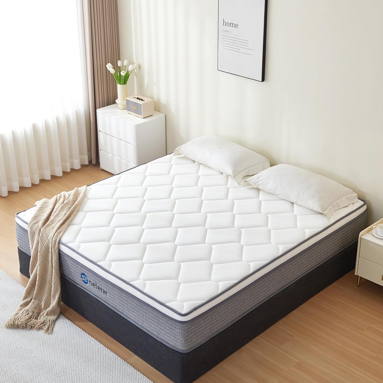 Selene Bedding Queen Mattresses, 10 Inch Mattress Queen Size with Pocket Spring and Memory Foam - B0CW5998WV
