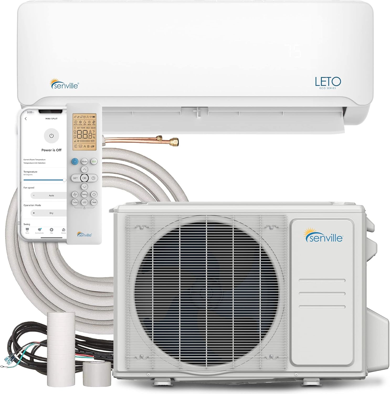 Senville LETO Series Mini Split Air Conditioner Heat Pump, 9000 BTU 110/120V, Inverter, Works with - B00UV3LGPY