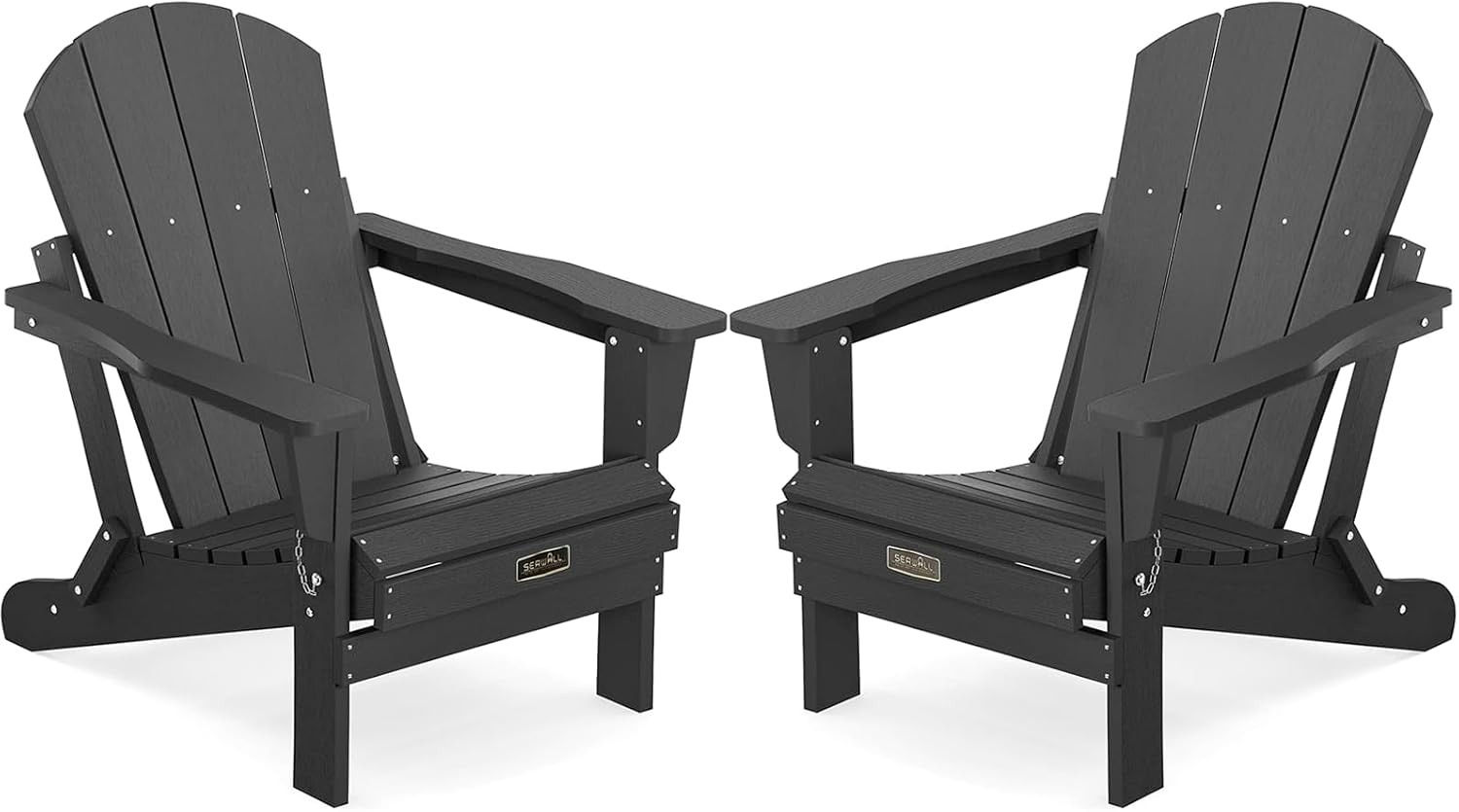 SERWALL Foldable Adirondack Chair Set of 2 for Patio Garden Outdoors Fire Pit-Black - B09N353DDF
