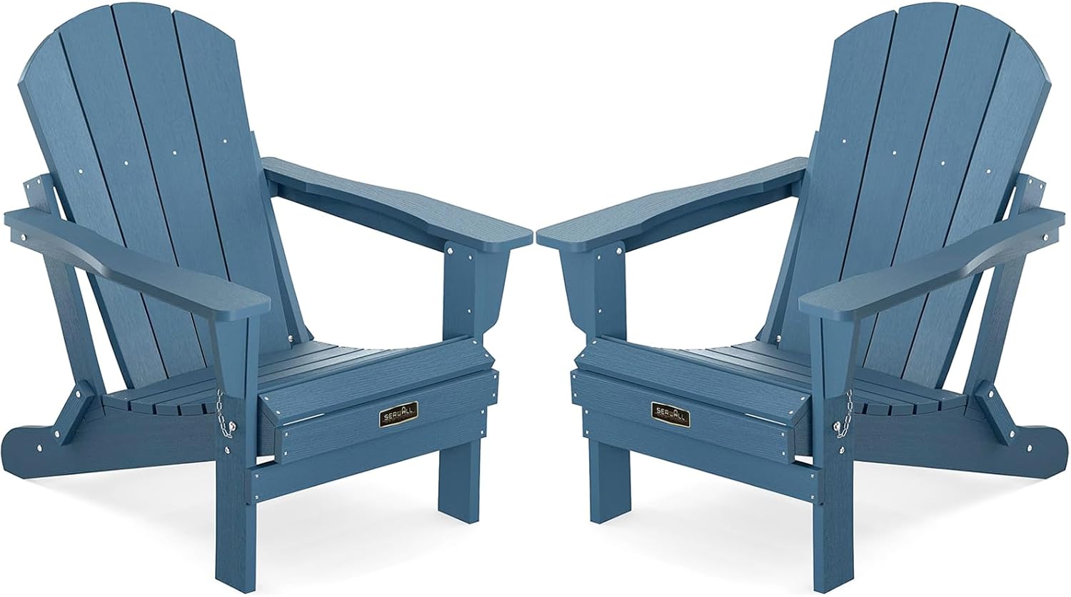 SERWALL Foldable Adirondack Chair Set of 2 for Patio Garden Outdoors Fire Pit-Blue - B09N35XM5N