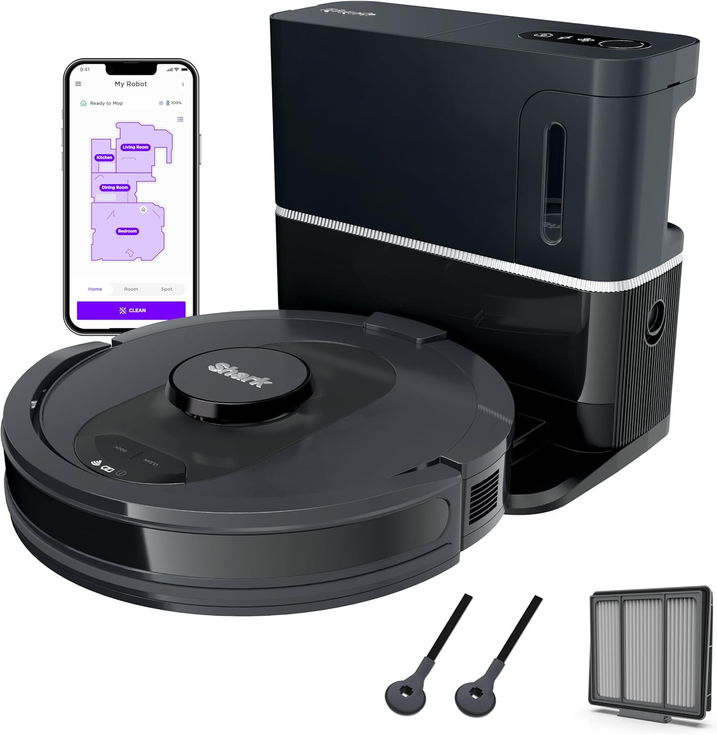 Shark AV2501S AI Ultra Robot Vacuum, with Matrix Clean, Home Mapping, 30-Day Capacity HEPA Bagless - B09H8CWFNK