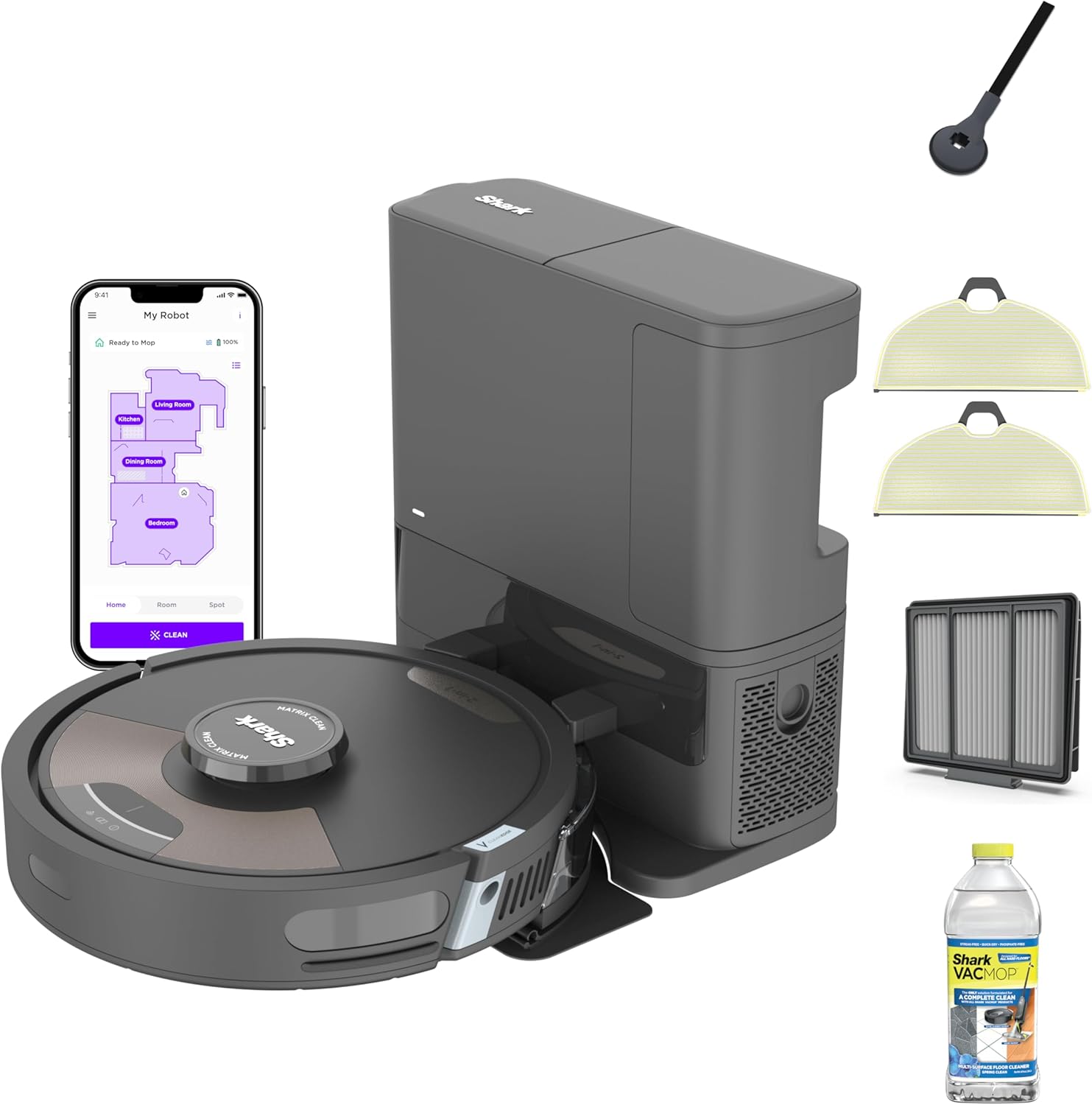 Shark Matrix Plus 2in1 Robot Vacuum & Mop with Sonic Mopping, Matrix Clean, Home Mapping, - B0DFZ2HMY8