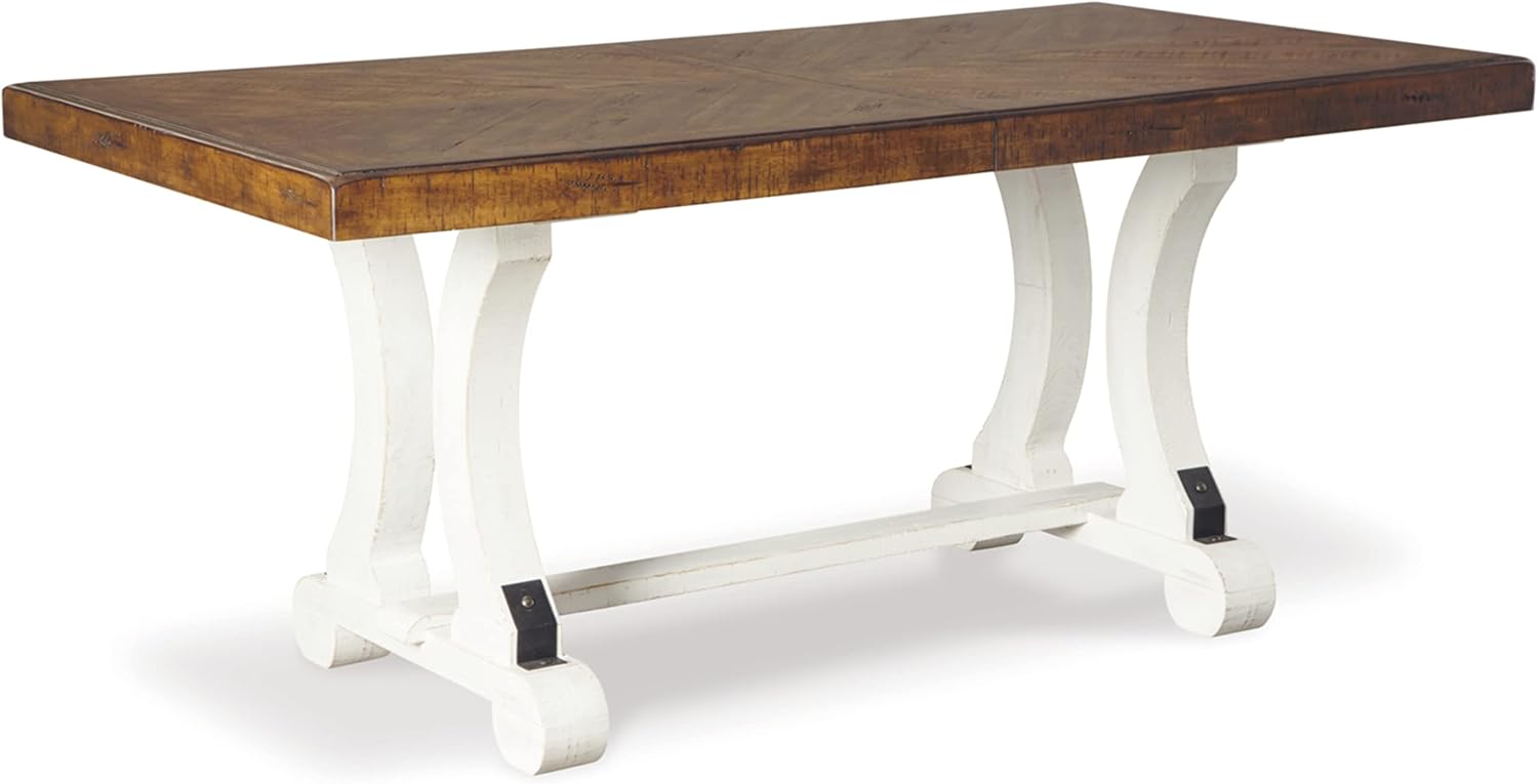 Signature Design by Ashley Valebeck Farmhouse Rectangular Extension Dining Table, Fits up to 8, Whit - B07YQHZQGT