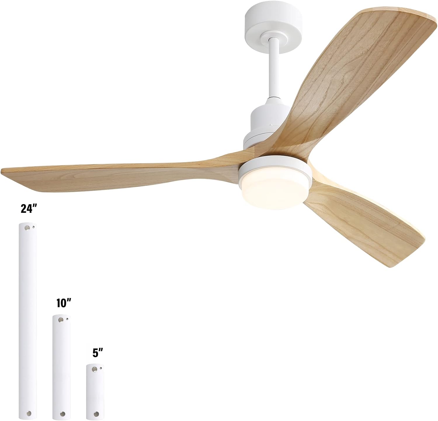 Sofucor Ceiling Fan with Lights, 52 Inch Mordern Wood Ceiling Fan with Remote for Indoor - B0BTYLLPBR