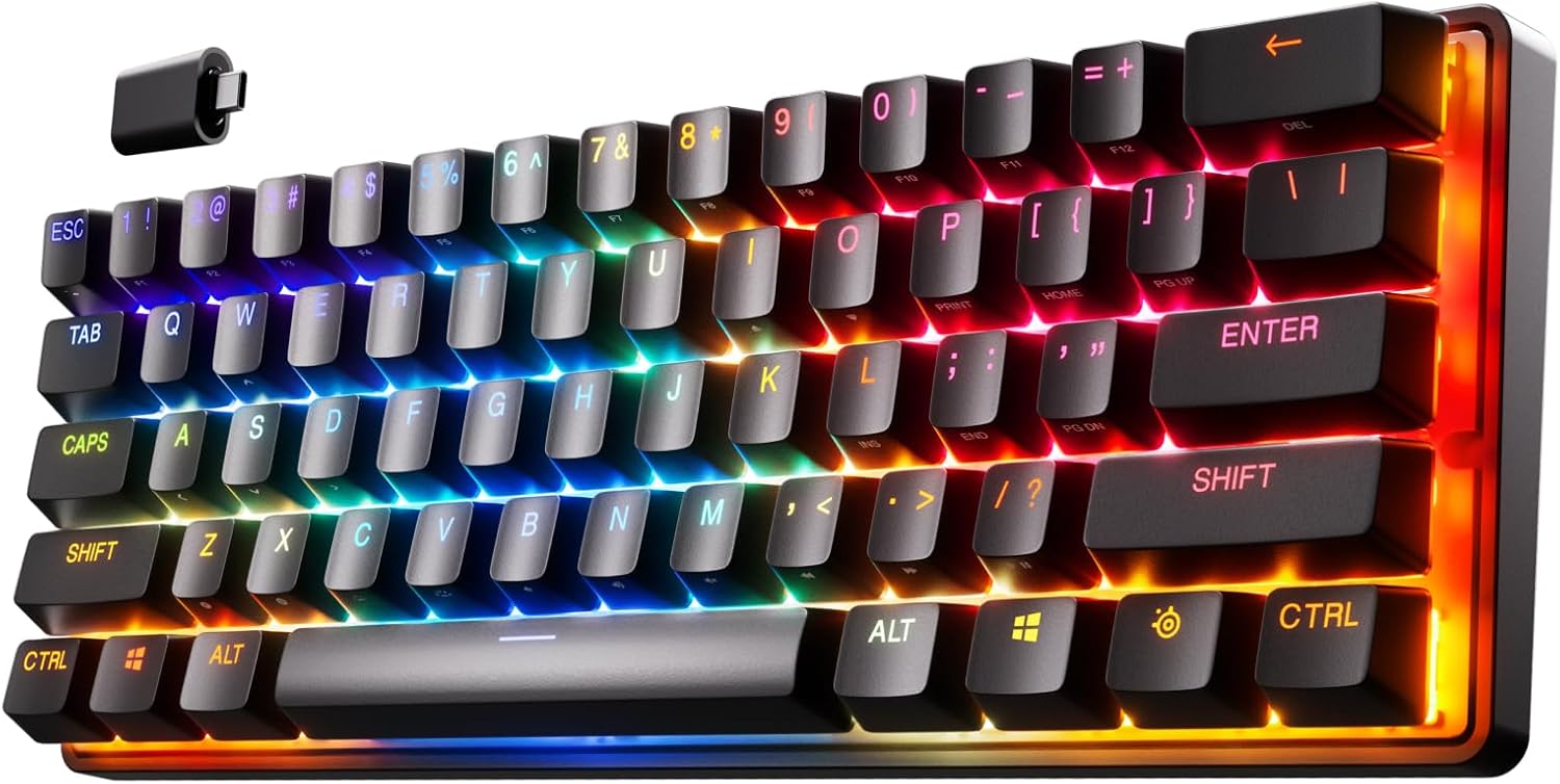SteelSeries Apex Pro Mini Wireless Keyboard - 60% Design - OmniPoint 2.0 - Quantum 2.0 - B0B16JFF54