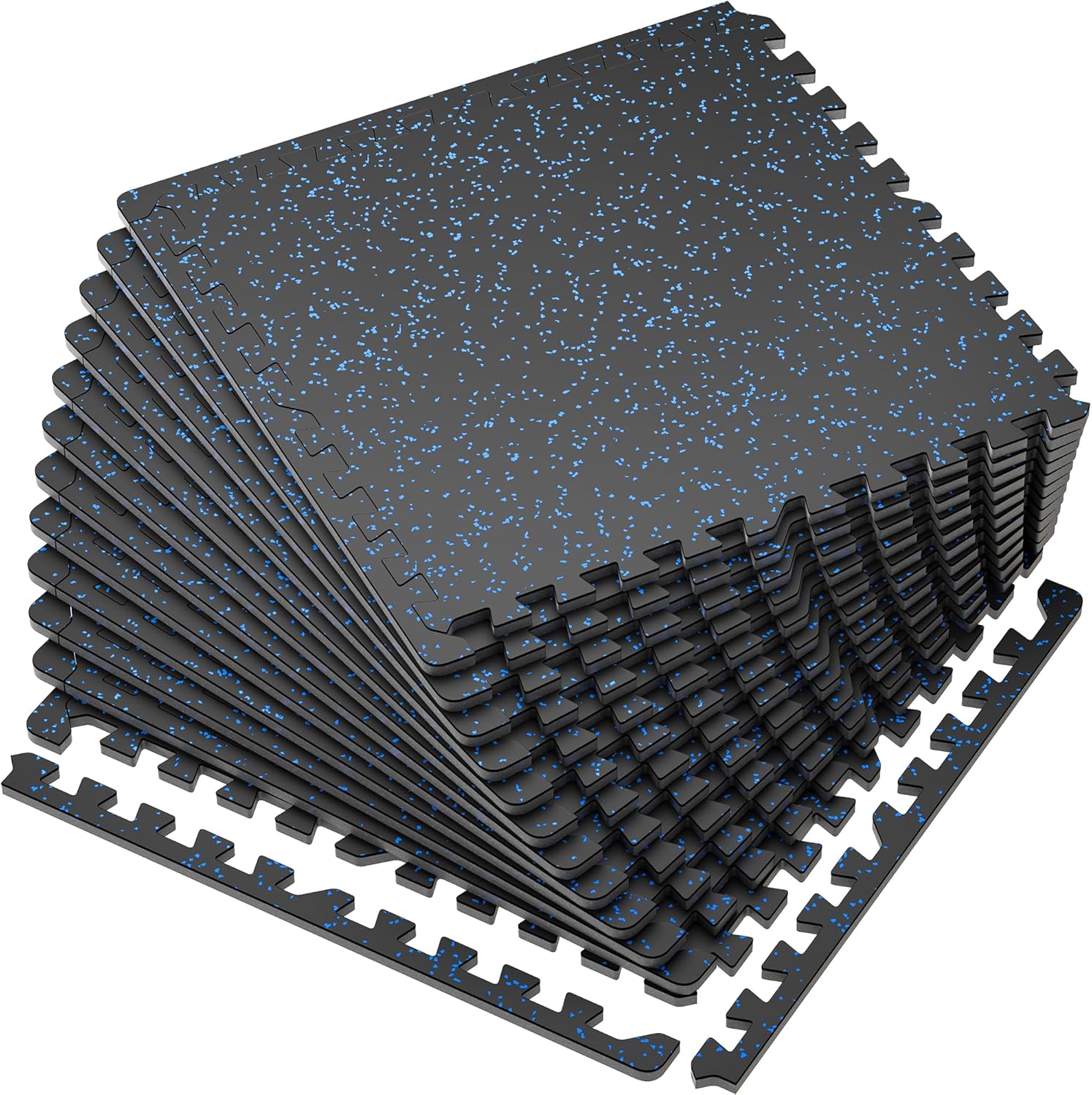SUPERJARE 0.56'' Thick 12 Pcs 48 Sq Ft Rubber Top Exercise Equipment Mats, High Density - B0B3DG97SL