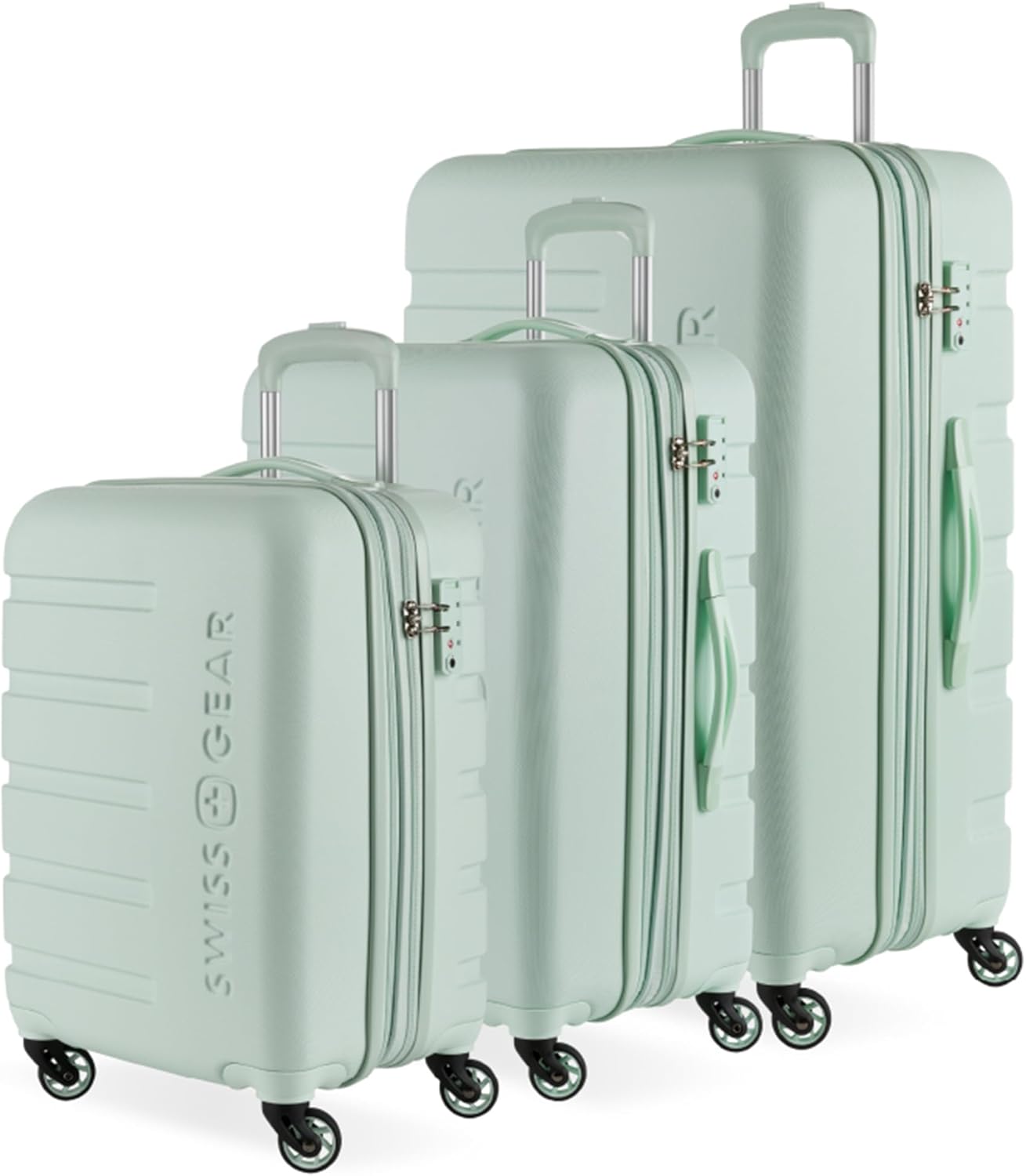 SwissGear 7366 Hardside Expandable Luggage with Spinner Wheels, Clearly Aqua, 3-Piece Set (19/23/27) - B0CGVPFK82
