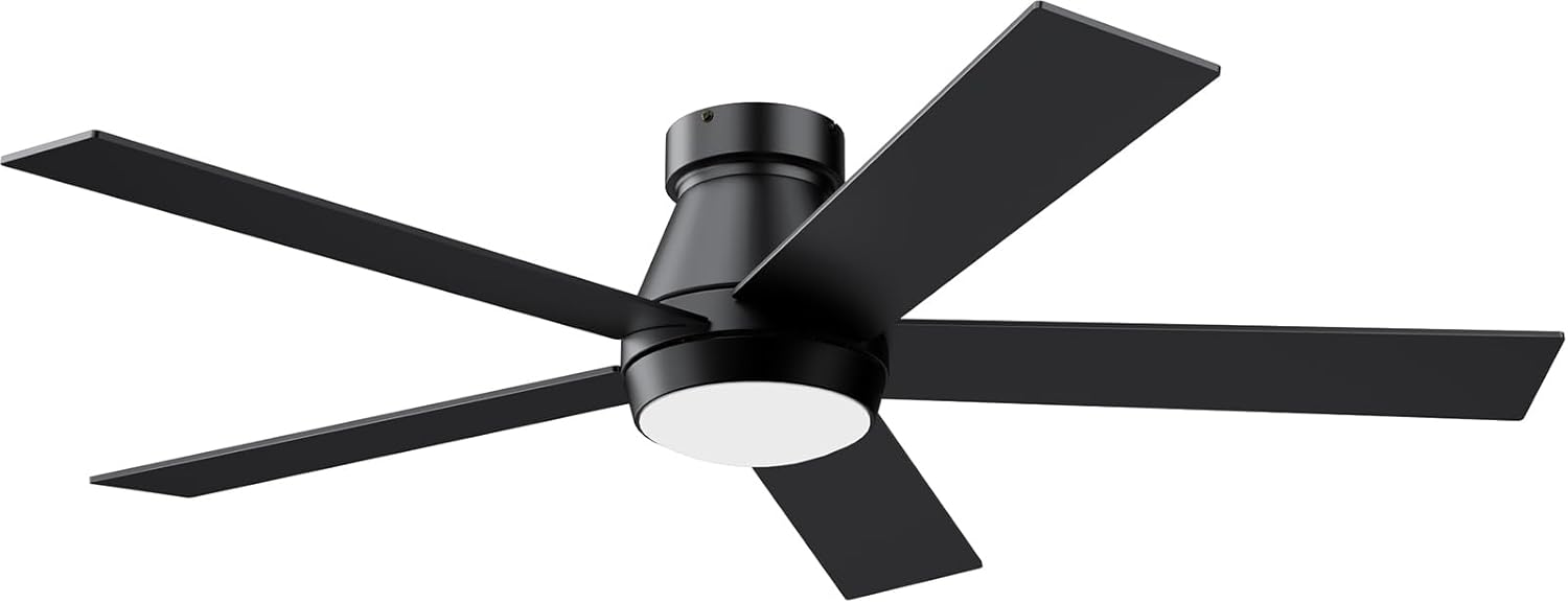 TCL 52" Ceiling Fan with Lights, Black Flush Mount Ceiling Fans with Remote Control, 6 - B0D4Z9M7T7