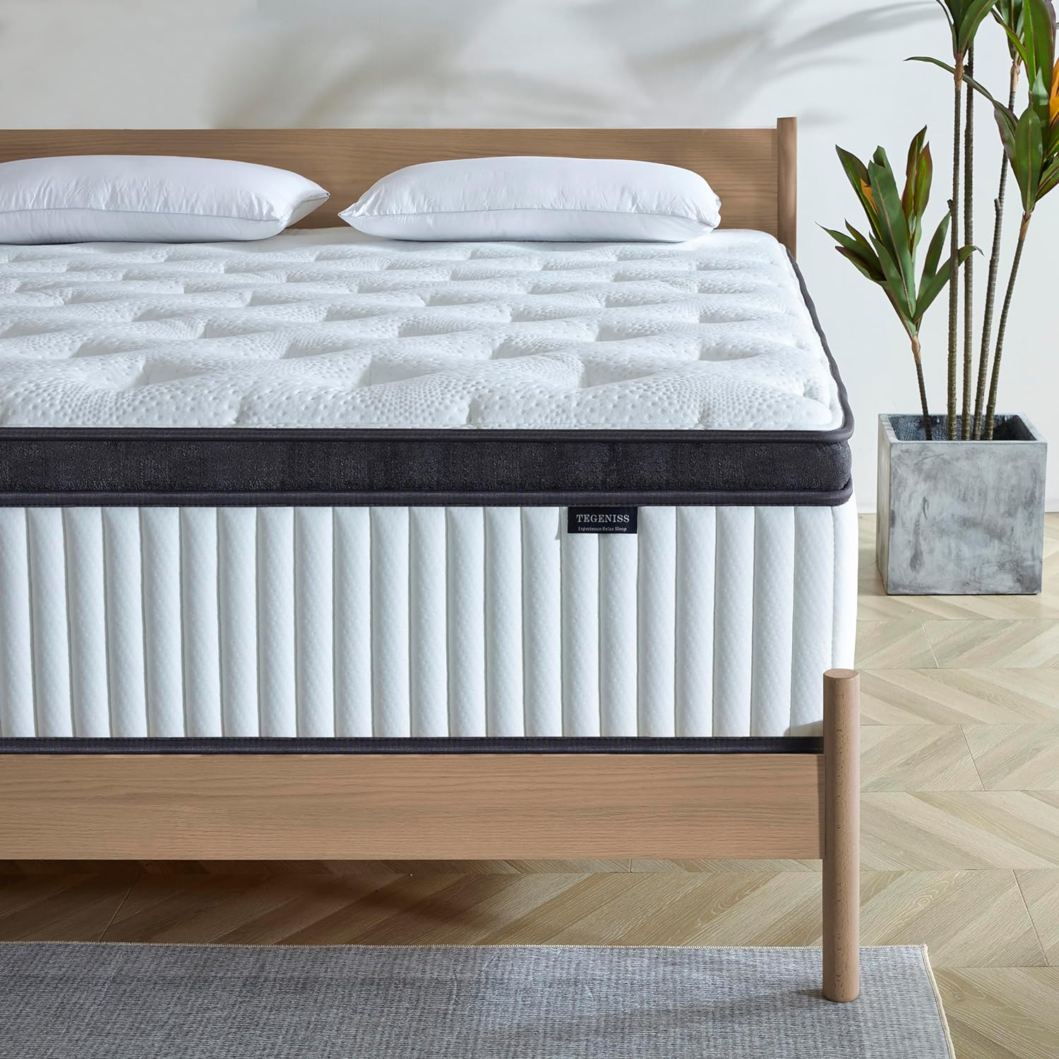 Tegeniss Twin Mattress, 10 Inch Innerspring Hybrid Mattress in a Box with Gel Memory Foam, - B0D57FZGQ9