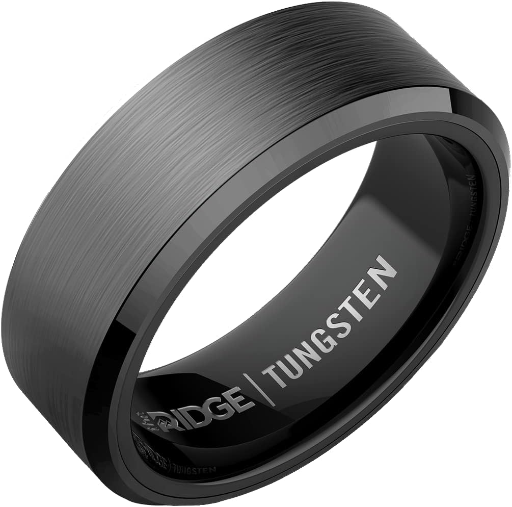 The Ridge Gunmetal Beveled Ring Comfort Fit Wedding Band - 13 - B0BSP44Y59