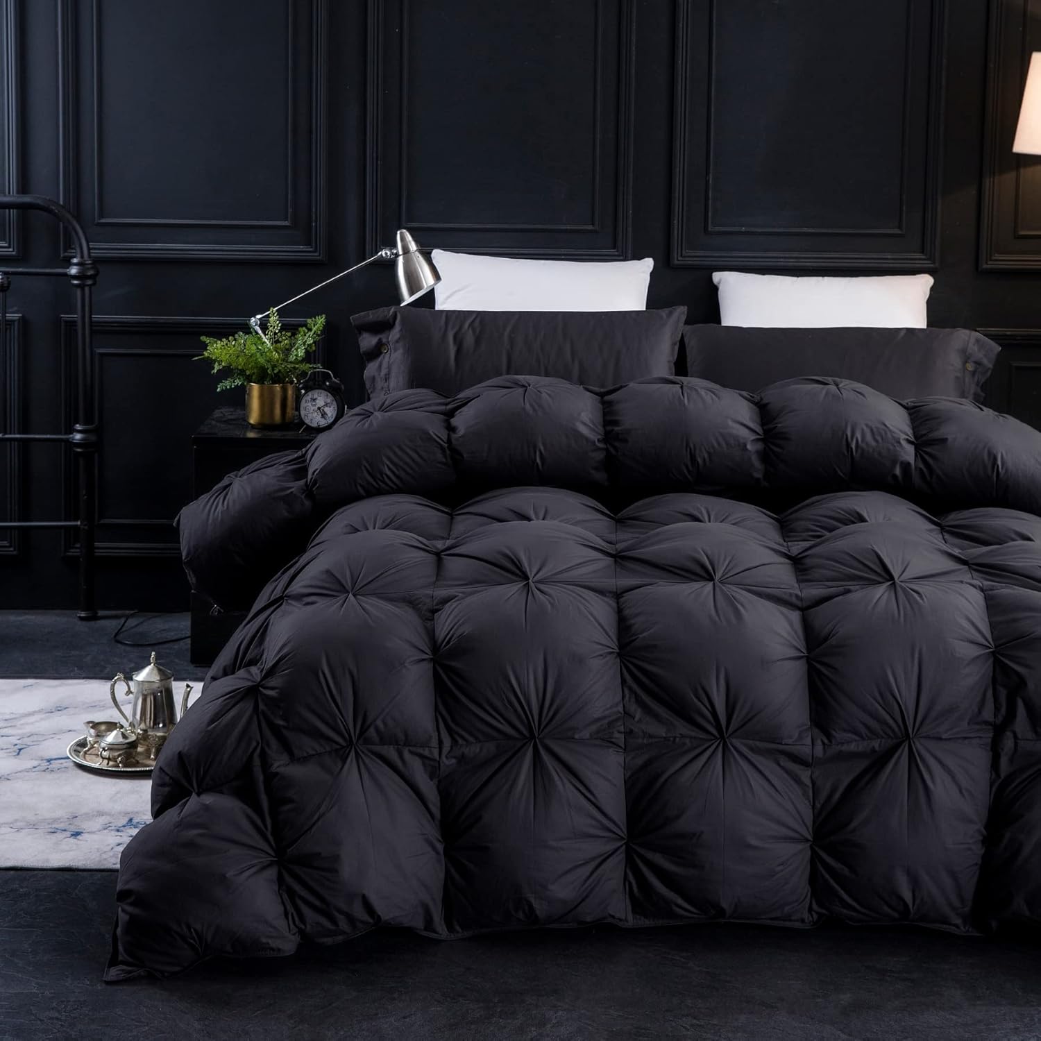 Three Geese Pinch Pleat Waterfowl Feathers and Down Comforter Cal King Size Duvet Insert,750+ Fill - B0B6NVKSFH