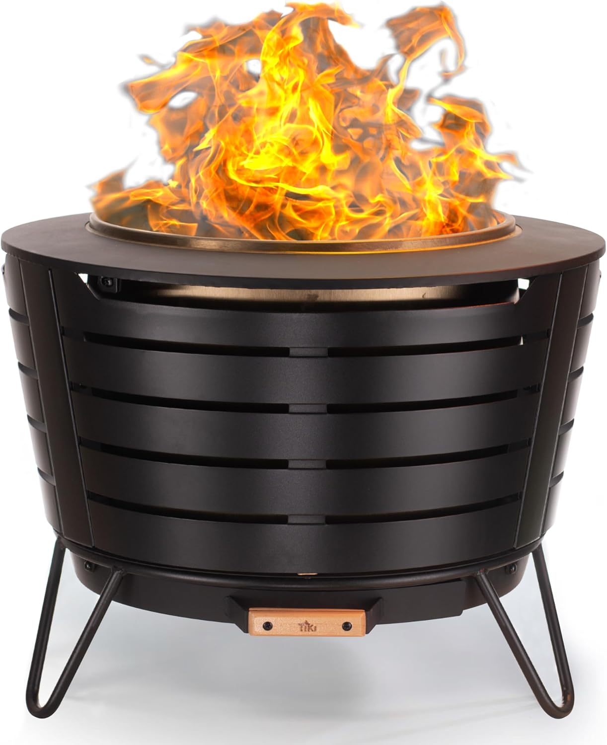 TIKI 25-Inch Smokeless Patio Fire Pit, Wood Burning with Removable Ash Pan & Weather-Resistant Cover - B082XHVGZM