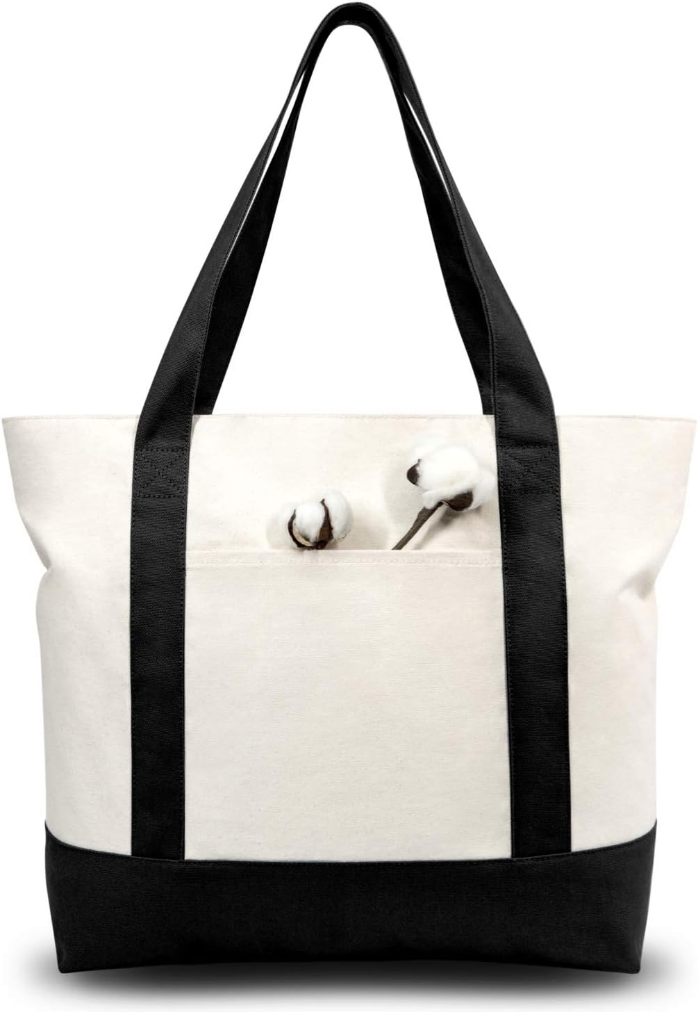 TOPDesign 30-Pack Canvas Tote Bags with an External Pocket, Reusable Grocery Shopping Bags, Top Zipp - B08MBYFJLJ