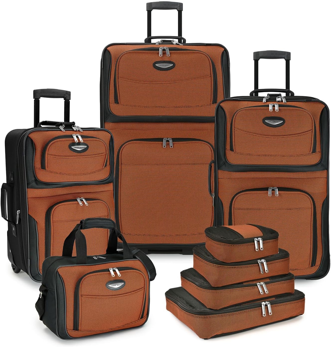 Travel Select Amsterdam Expandable Rolling Upright Luggage, Orange, 8-Piece Set - B009AZ6HJE