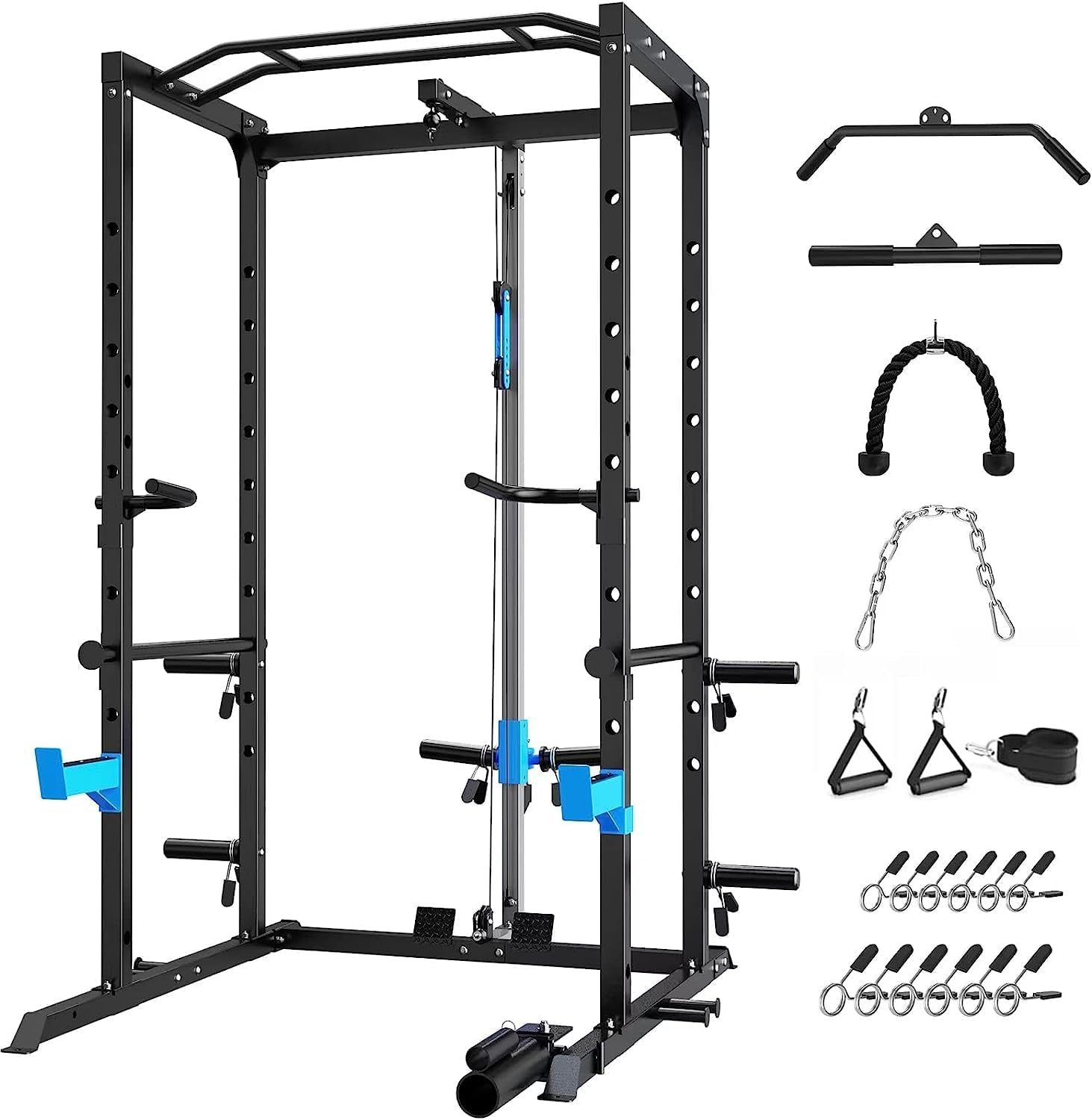 ULTRA FUEGO Power Cage, Multi-Functional Power Rack with J-Hooks, Dip Handles, Landmine Attachment a - B0BFQVVFB7