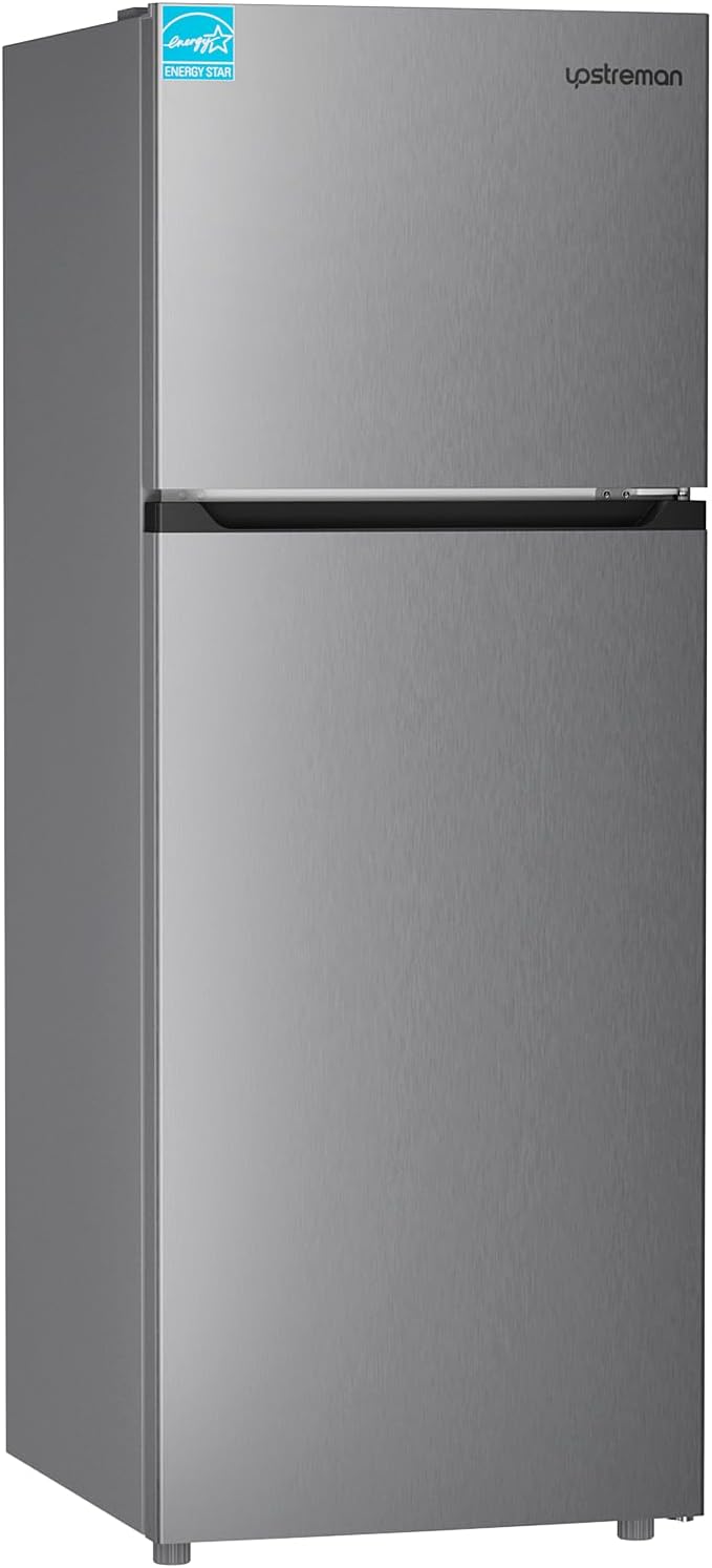 Upstreman 14.7 Cu.Ft. Double Door Refrigerator in Stainless Steel with Large Capacity Top Freezer, F - B0CZ6J7VNG