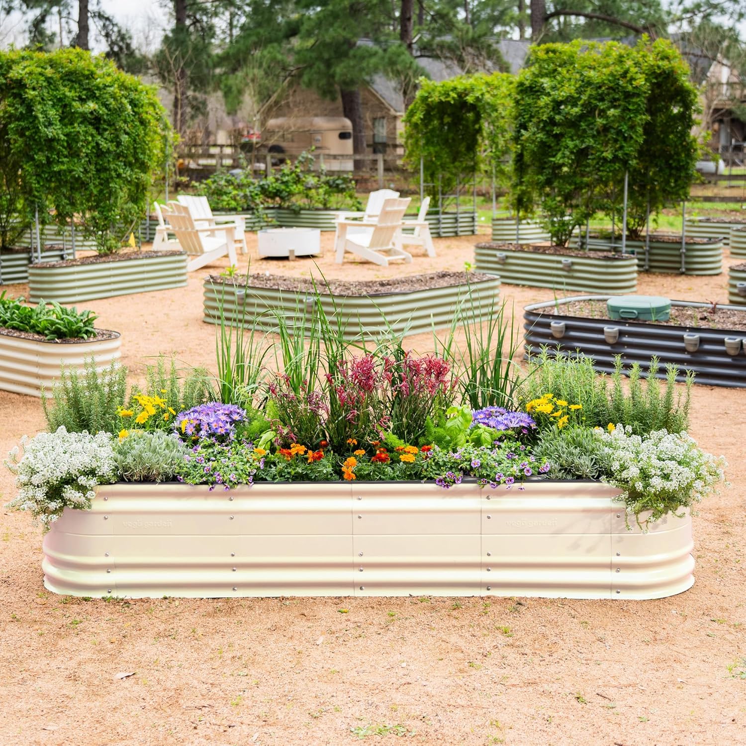 Vego garden 17" Tall 9 in 1 Novel Metal Raised Garden Bed Kits Modular Planter - B0CWR8GTMD