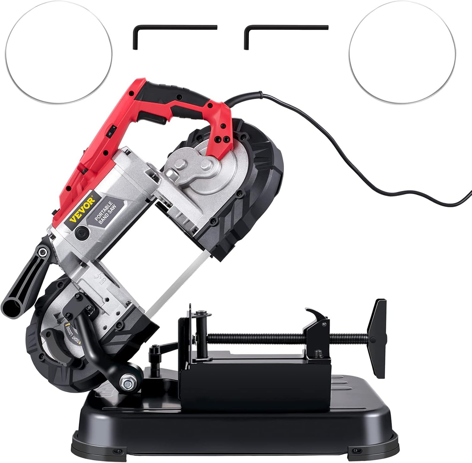 VEVOR Portable Band Saw, 110V Removable Alloy Steel Base Corded Band Saw, 5 Inch Cutting - B09BN46XLK