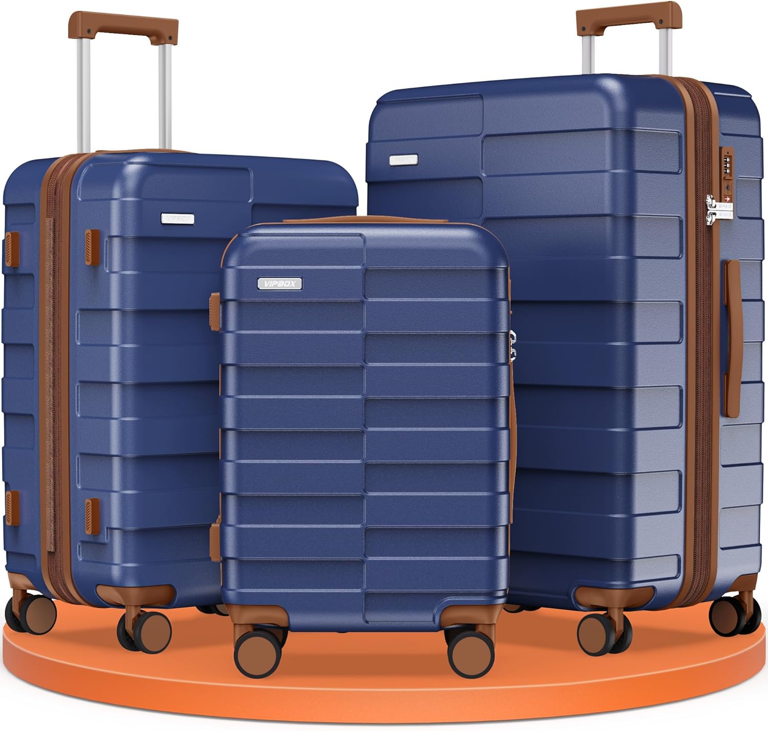 Vipbox Luggage Sets 3 Piece Hardside (3-YEARS VIP SERVICE) Lightweight Expandable Ultra Durable 100% - B0D4TZKPQN
