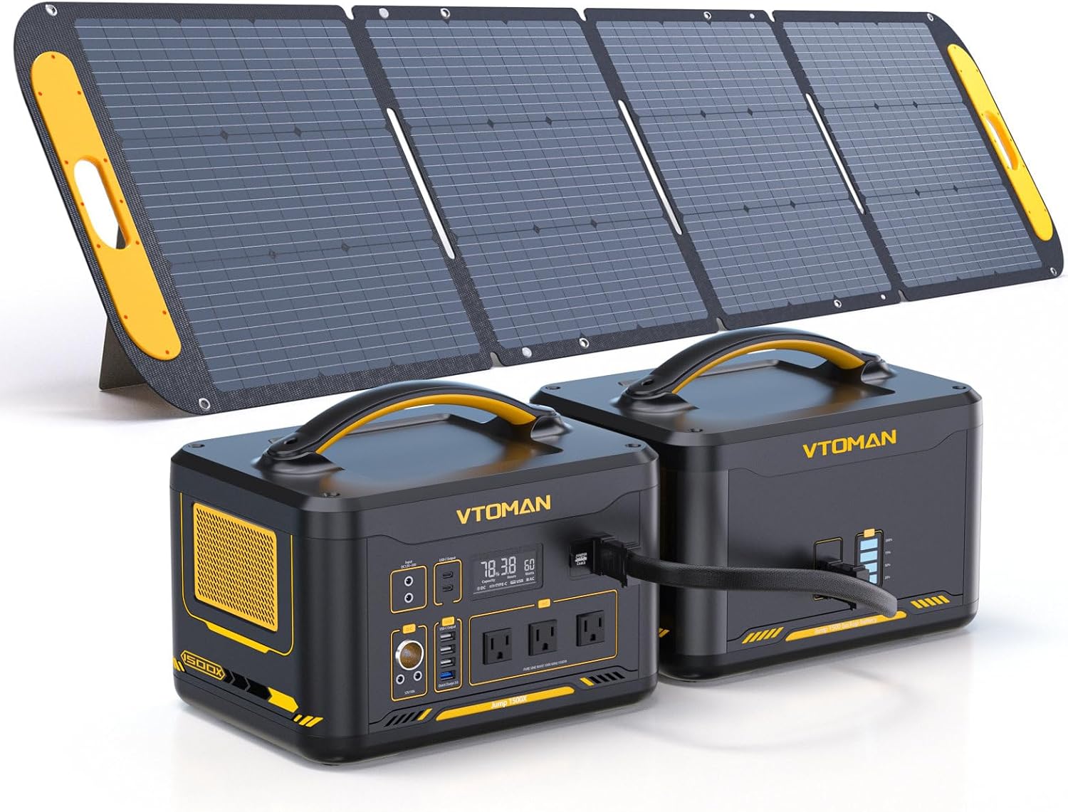 Vtoman 2376Wh Portable Power Station Bundle with Extra Battery & 200W Solar Panel Included, Up - B0CPV37HQG