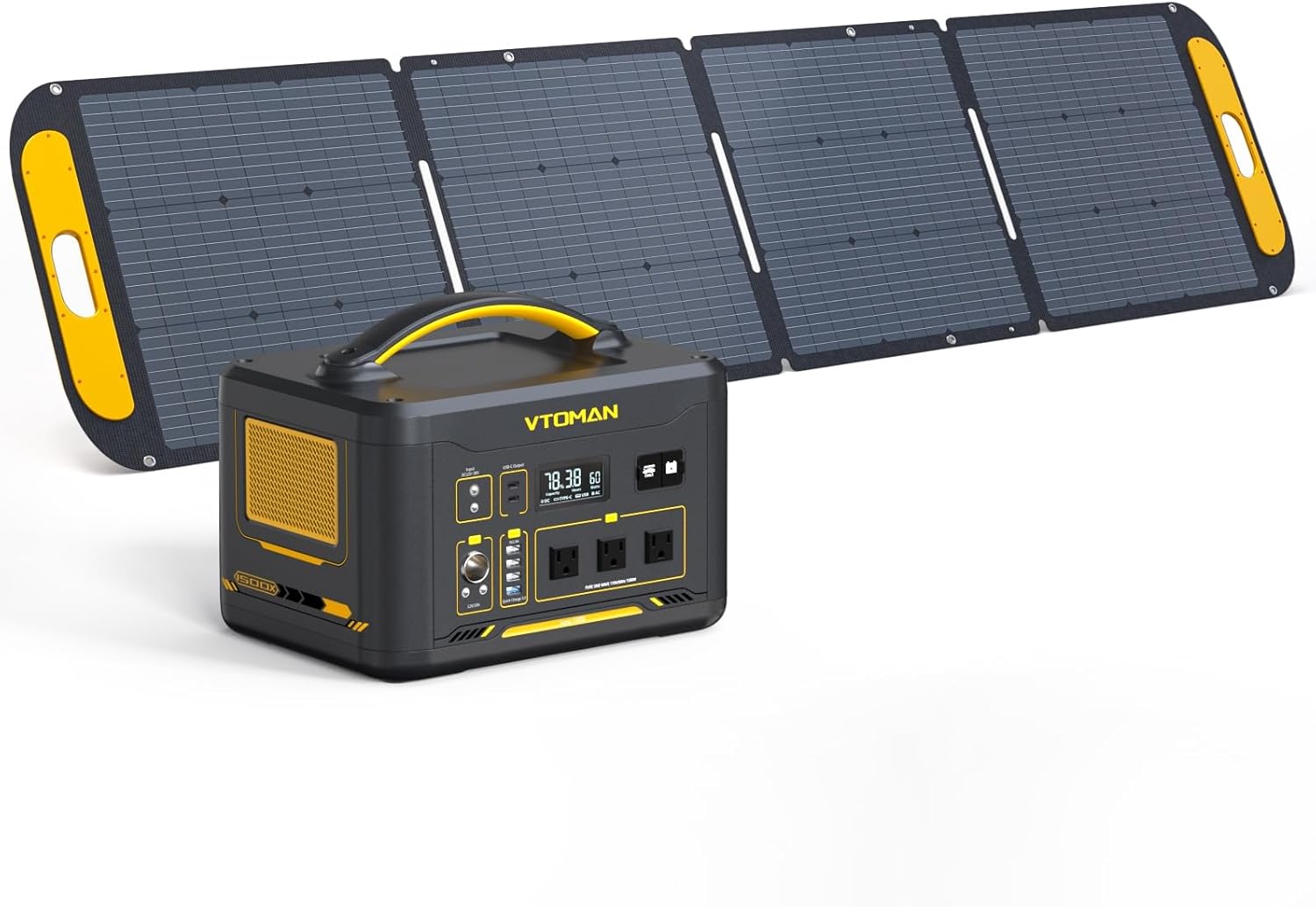 VTOMAN Jump 1500X 1500W Portable Power Station with 200W Panel, 828Wh Battery Powered Station for - B0CN1CTD64