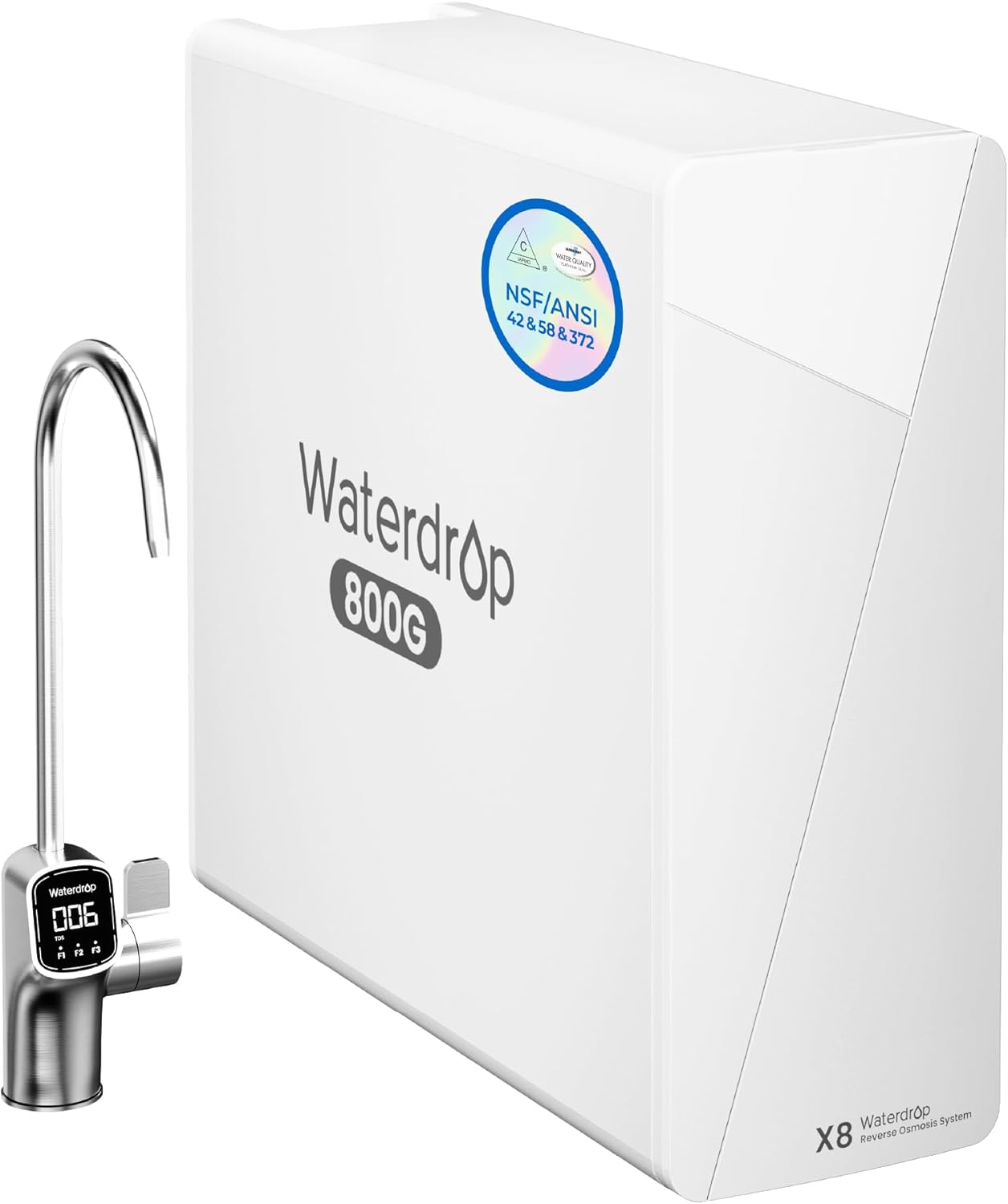 Waterdrop X8-Basic Reverse Osmosis System, NSF/ANSI 42&58&372 Certified, 800 GPD Tankless RO Water F - B0919RB74X