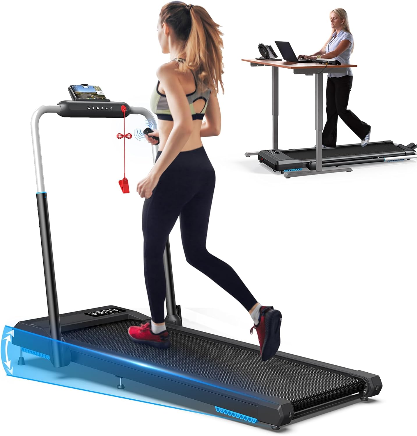 WELLFIT Folding Treadmills with10% Incline, Under Desk Walking Pad 340+ LBS Weight Capacity, Treadmi - B0CF1QDN2V
