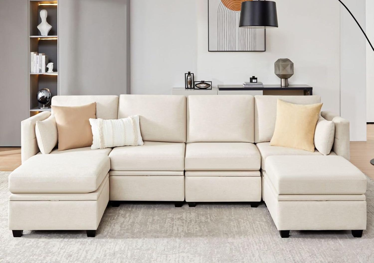 Weture Modular Sectional Sofa with Storage, U Shaped Sectional Couch for Living Room, Convertible Mo - B0CDN2N9XB