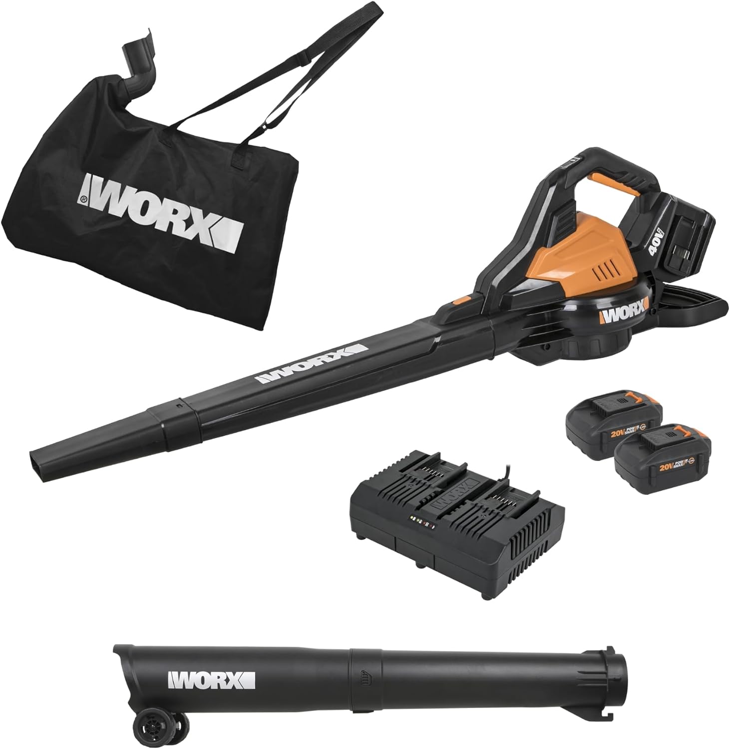WORX 40V Leaf Blower Cordless with Battery & Charger, 3-in-1 Blower for Lawn with Vacuum - B0921Q62XJ