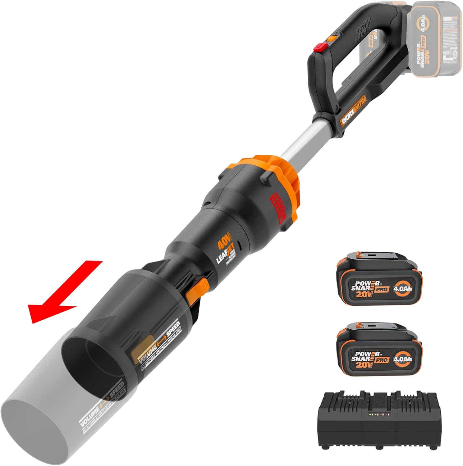 WORX Nitro 40V WG585 Leaf Blower Cordless with Battery & Charger, PowerShare, Blowers for Lawn - B08XFXKJ51