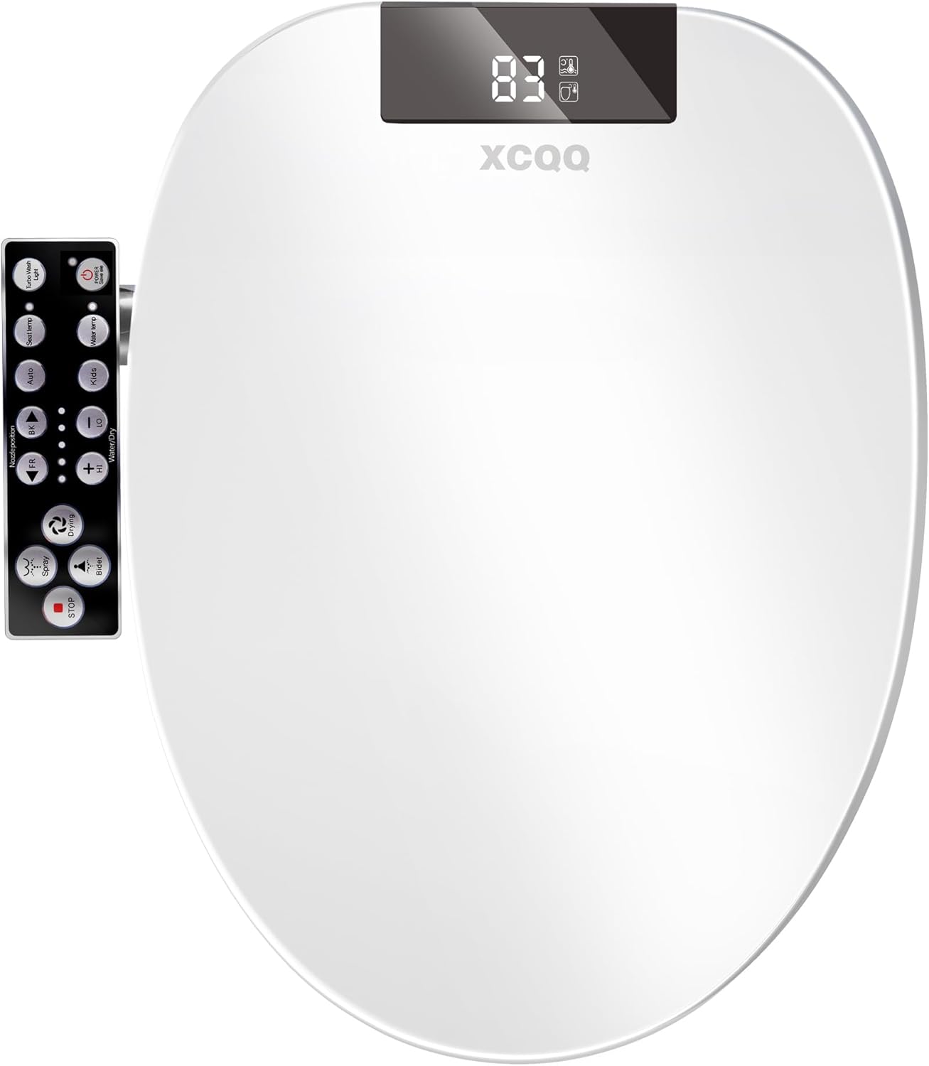 XCQQ Bidet Toilet Seat Round, Unlimited Warm Water, Heated Toilet Seat, Warm Air Dryer, Rear - B0CY1VCGTK