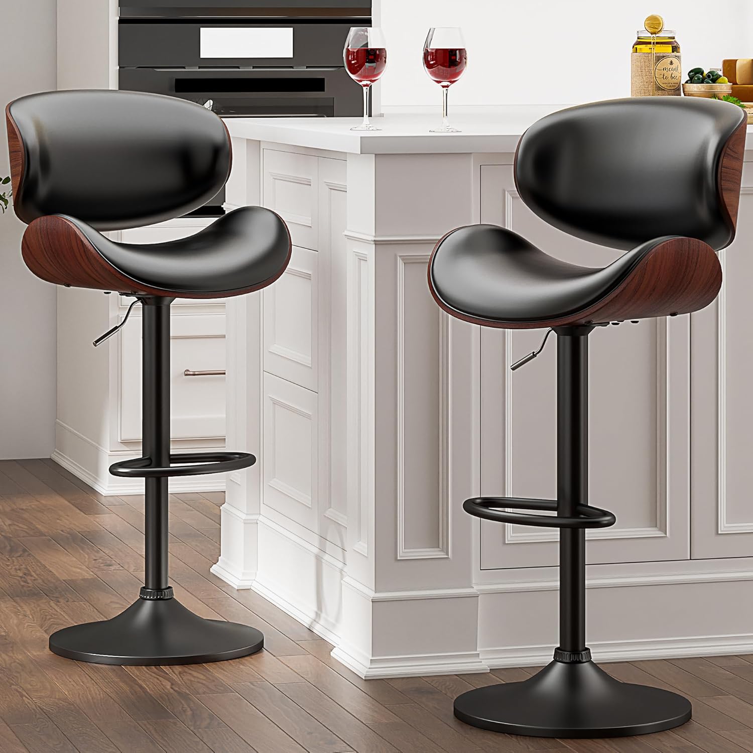 YaFiti Bar Stools Modern PU Leather Adjustable Swivel Barstools, Kitchen Counter Bar Stool, Island B - B0BRVC5Z4S