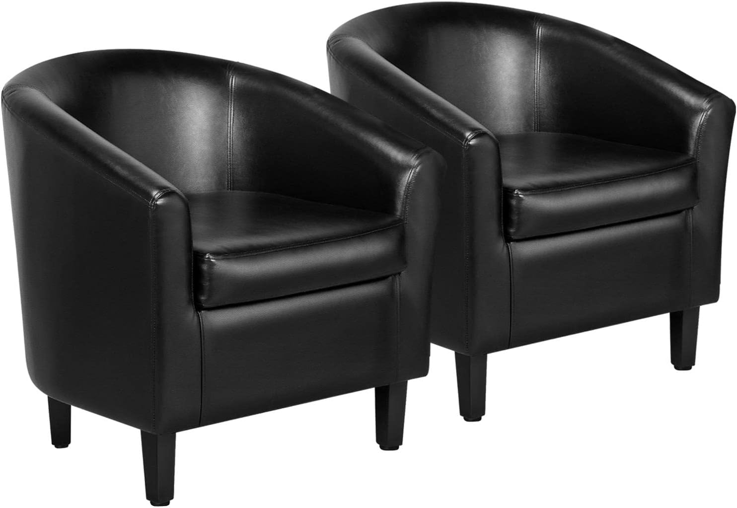Yaheetech Barrel Chairs Set of 2, Faux Leather Club Armchairs, PU Leather Accent Chairs with - B081GJ3PZ3