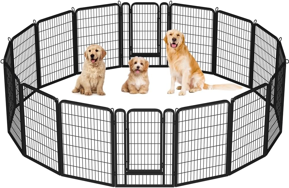 Yaheetech Dog Playpen Outdoor, 40 inch 16 Panels Dog Pen Indoor Heavy Duty Puppy Exercise - B07VFTRPMV